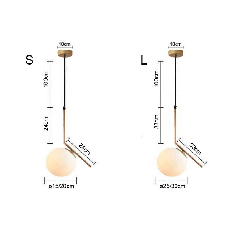 Suspension Luminaire Design Scandinave LED  Dimensions